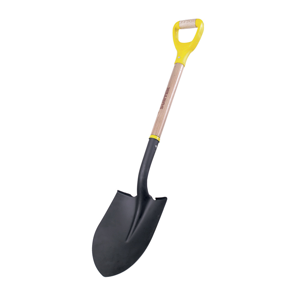 Pala con mango de madera con puño contractor grip, redonda Surtek