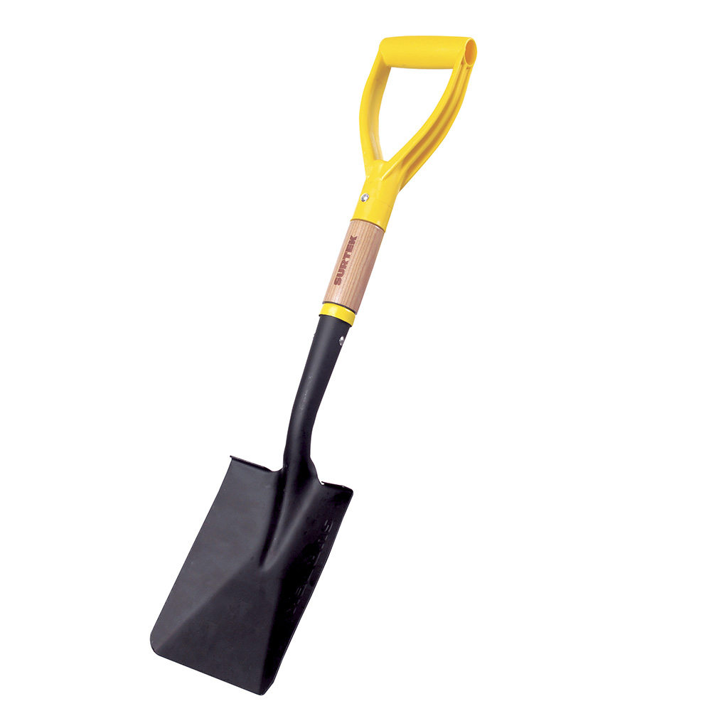 Pala cajuelera con mango de madera con puño metálico "D", cuadrada Surtek