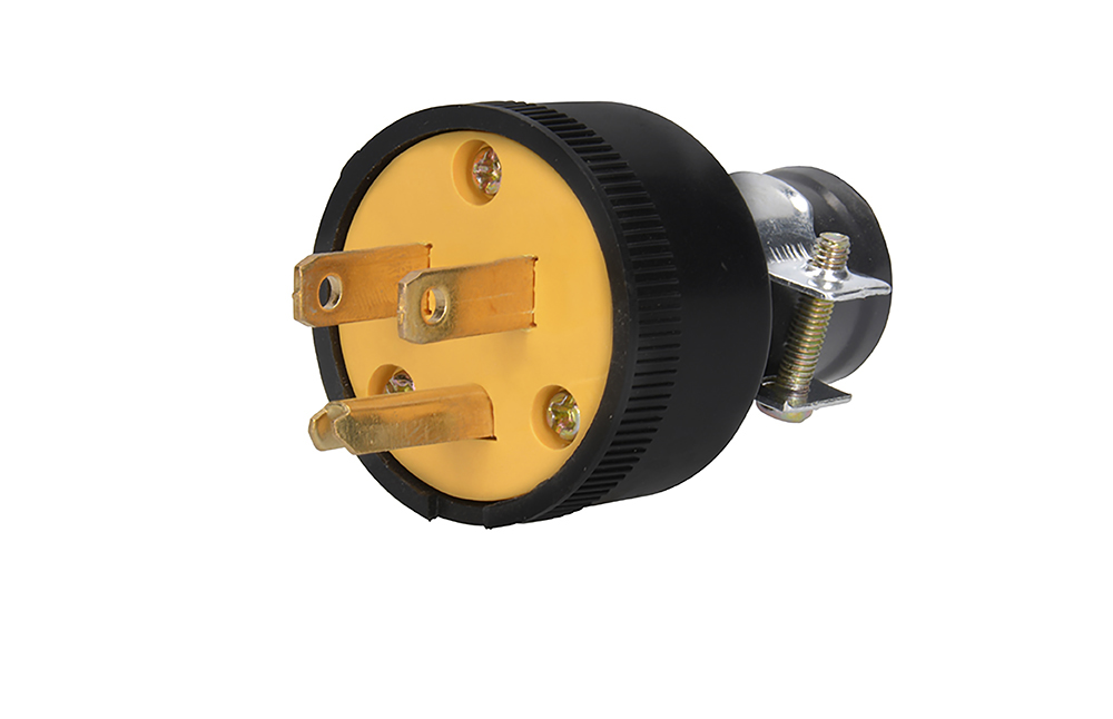 Clavija reforzada aterrizada, color amarillo Surtek