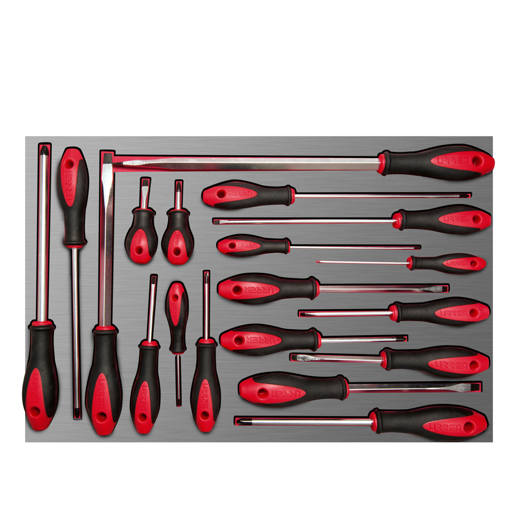Juego de destornilladores mango bimaterial varias puntas 19 piezas, CH307L-C Urrea