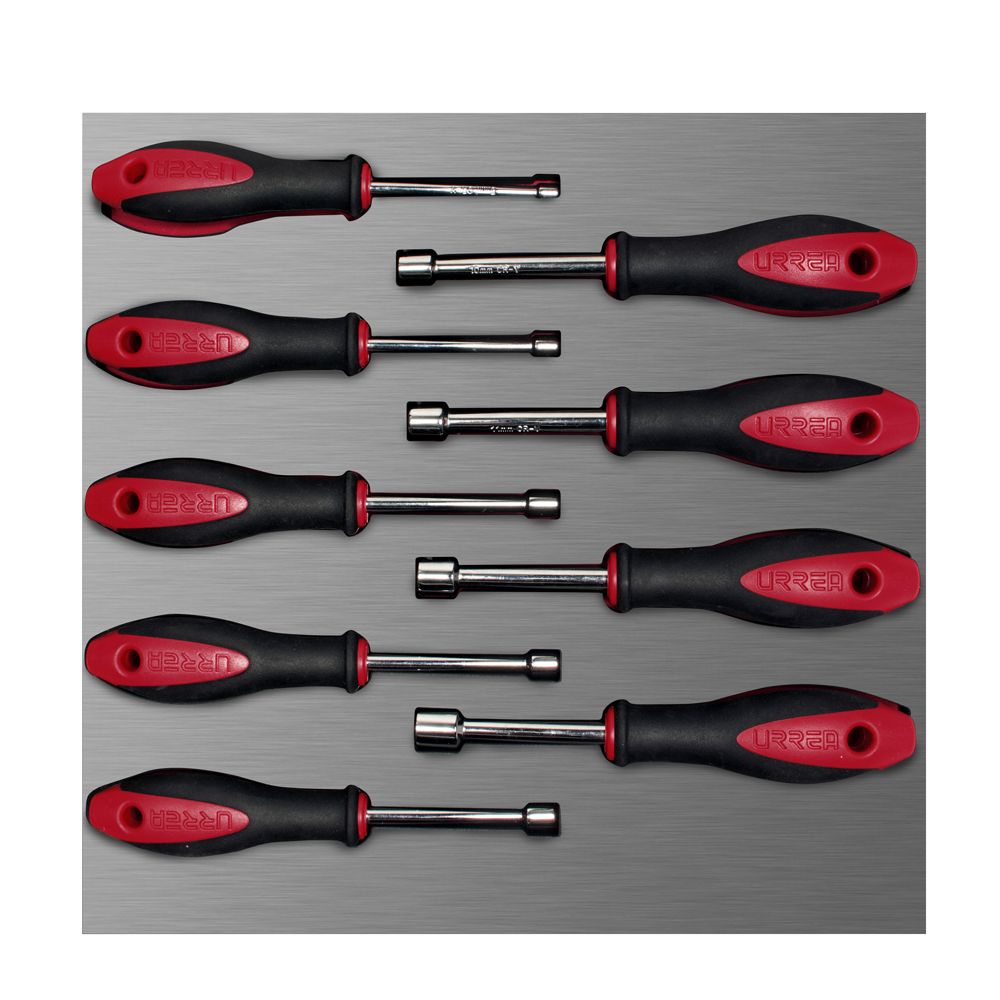 Juego de destornilladores mango bimaterial de caja métricos 9 piezas, CH210L-C Urrea