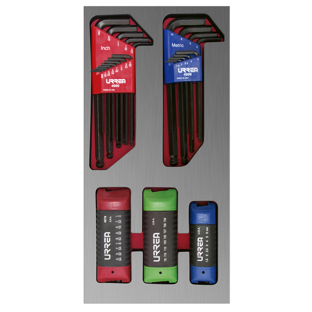 Juego de llaves hexagonales tipo navaja en pulgadas, métricas y Torx 46 piezas, CH120L-C Urrea