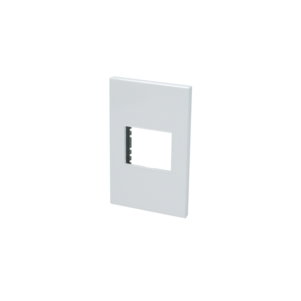 Placa 1 módulo 1/2, línea Premium, color blanco Surtek