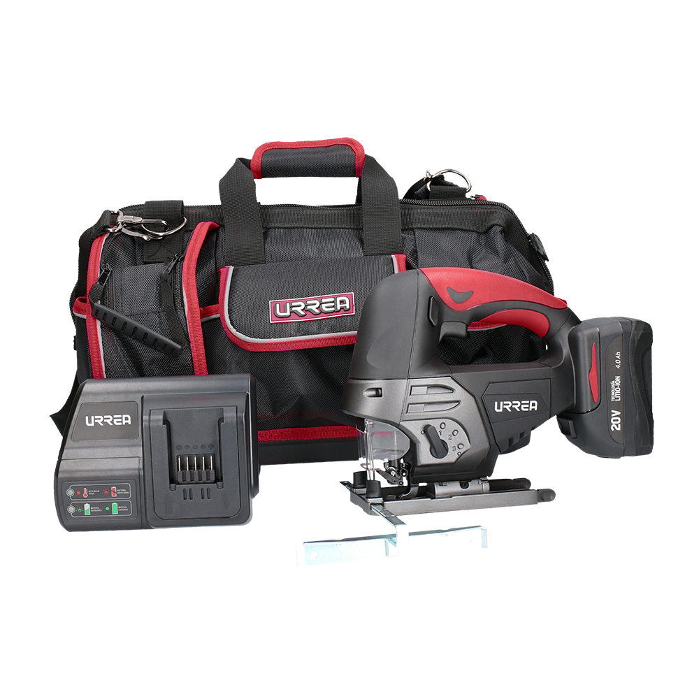 Juego de sierra caladora a batería Li-ion 20 V, 4 piezas en maleta Urrea