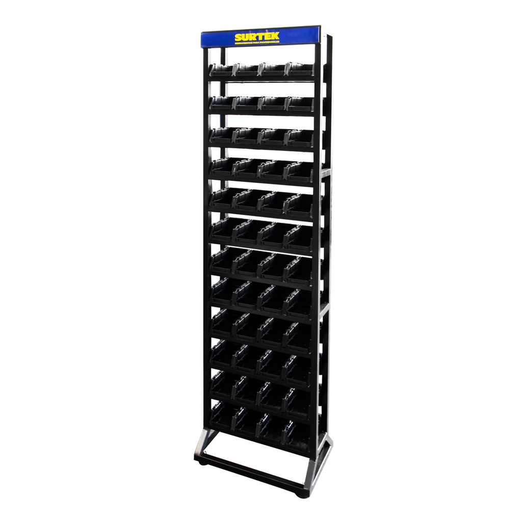 Rack de piso para tornillos, 48 gavetas plásticas Surtek