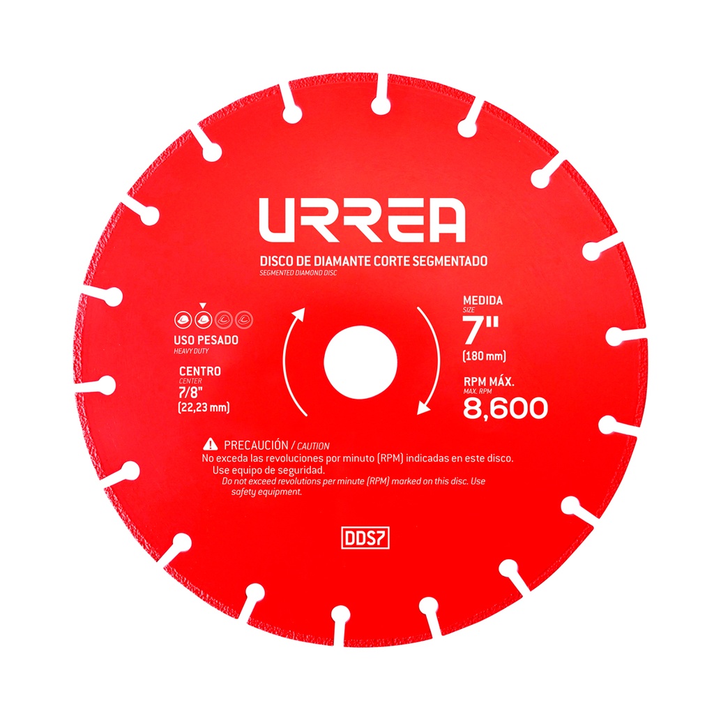 Disco de diamante segmentado, 7" Urrea