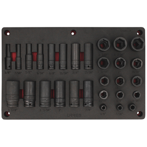 Juego de dados de impacto en pulgadas cuadro de 1/2" 29 piezas, CH241P-C Urrea