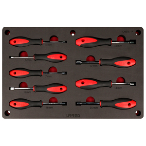 Juego de destornilladores con mango bimaterial de caja combinados 9 piezas, CH275P-C Urrea