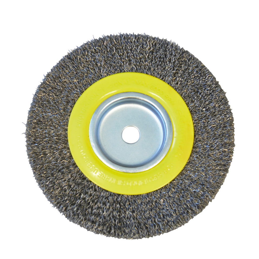 Carda circular ondulada alambre delgado para esmeril 6" x 1-1/8" eje 1/2" Surtek