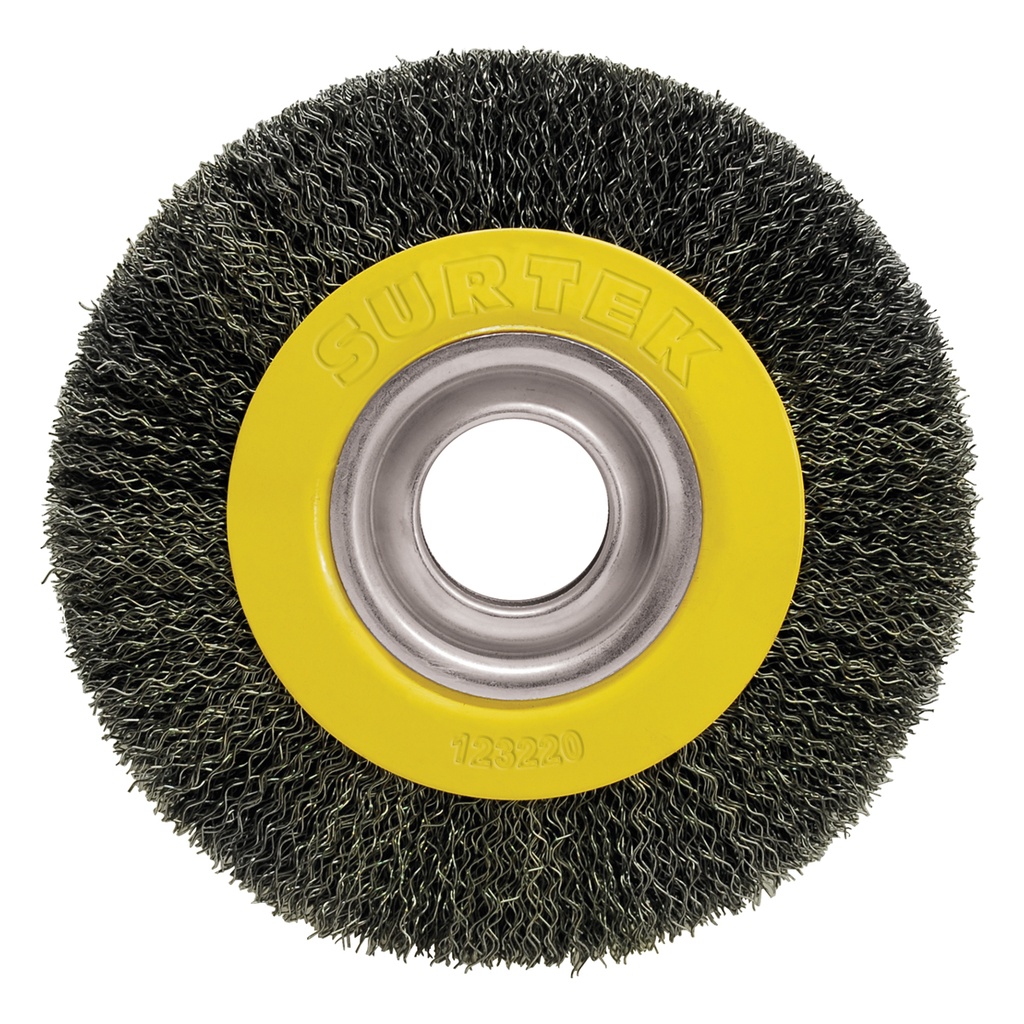 Carda circular ondulada alambre delgado para esmeril 6" x 1-1/8" con adaptadores Surtek