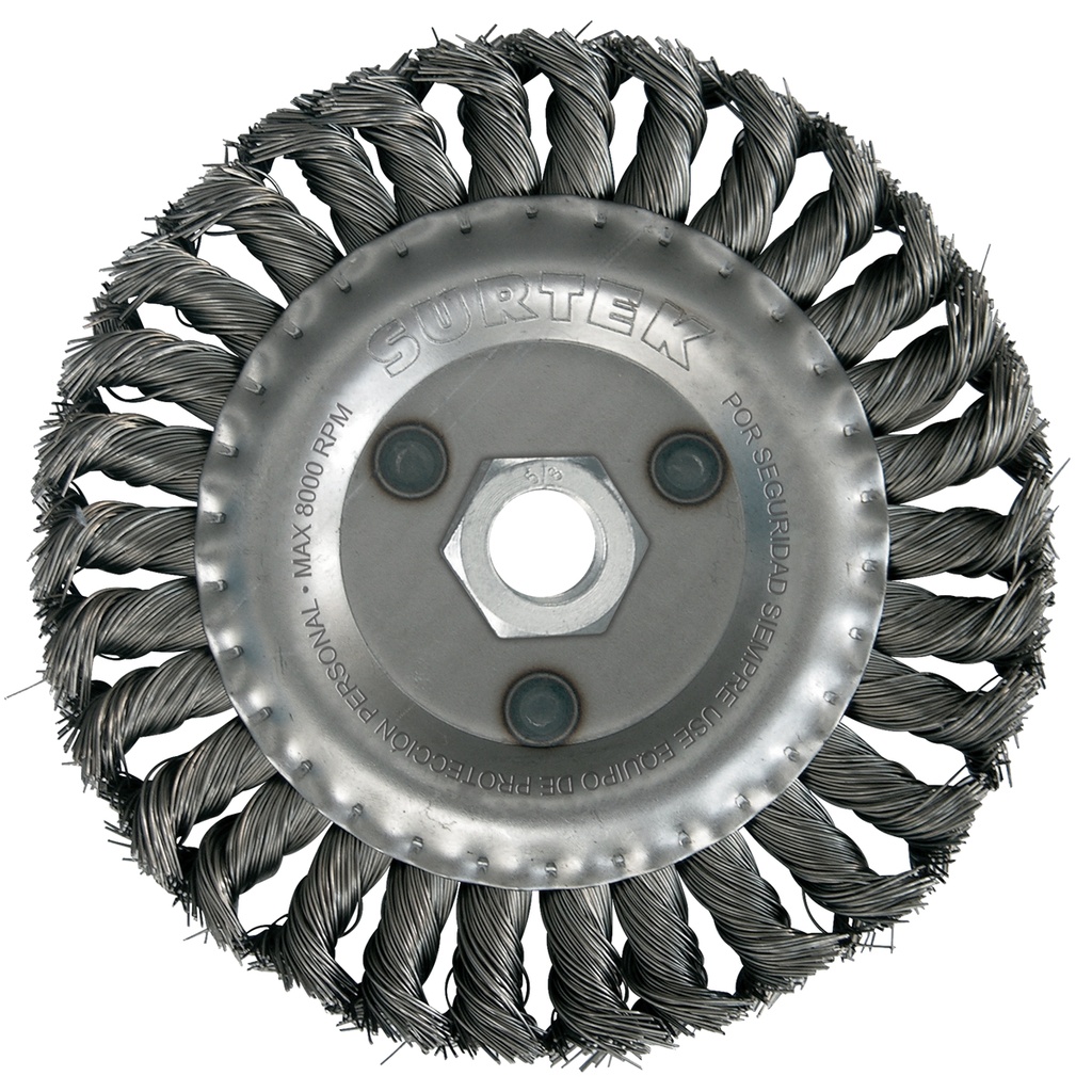 Carda circular trenzada alambre delgado 12" x 0.30 mm multi eje con adaptadores Surtek