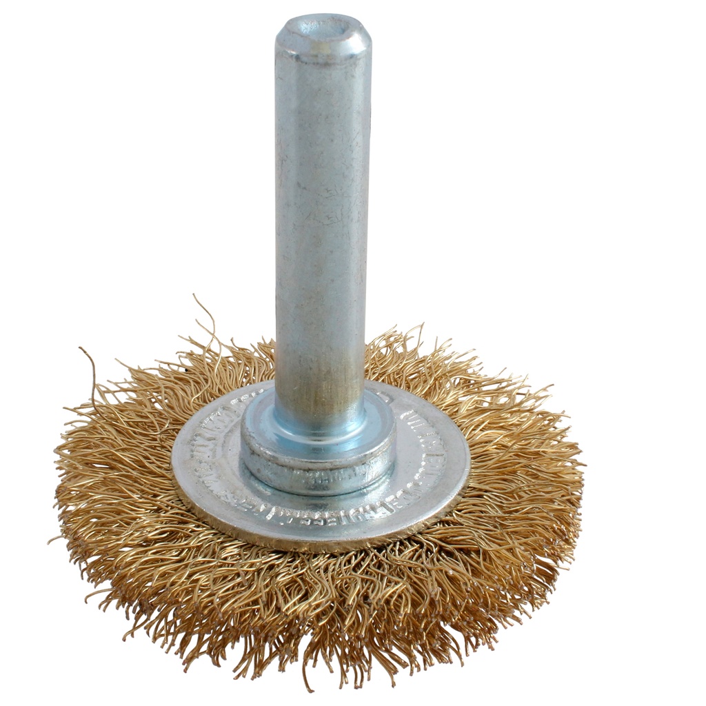 Carda circular ondulada alambre delgado 2" x 0.30 mm con zanco 1/4" Urrea