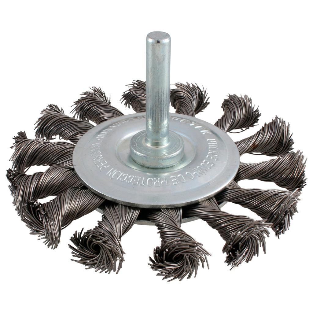 Carda circular trenzada alambre delgado 3" x 0.30 mm con zanco 1/4" Surtek