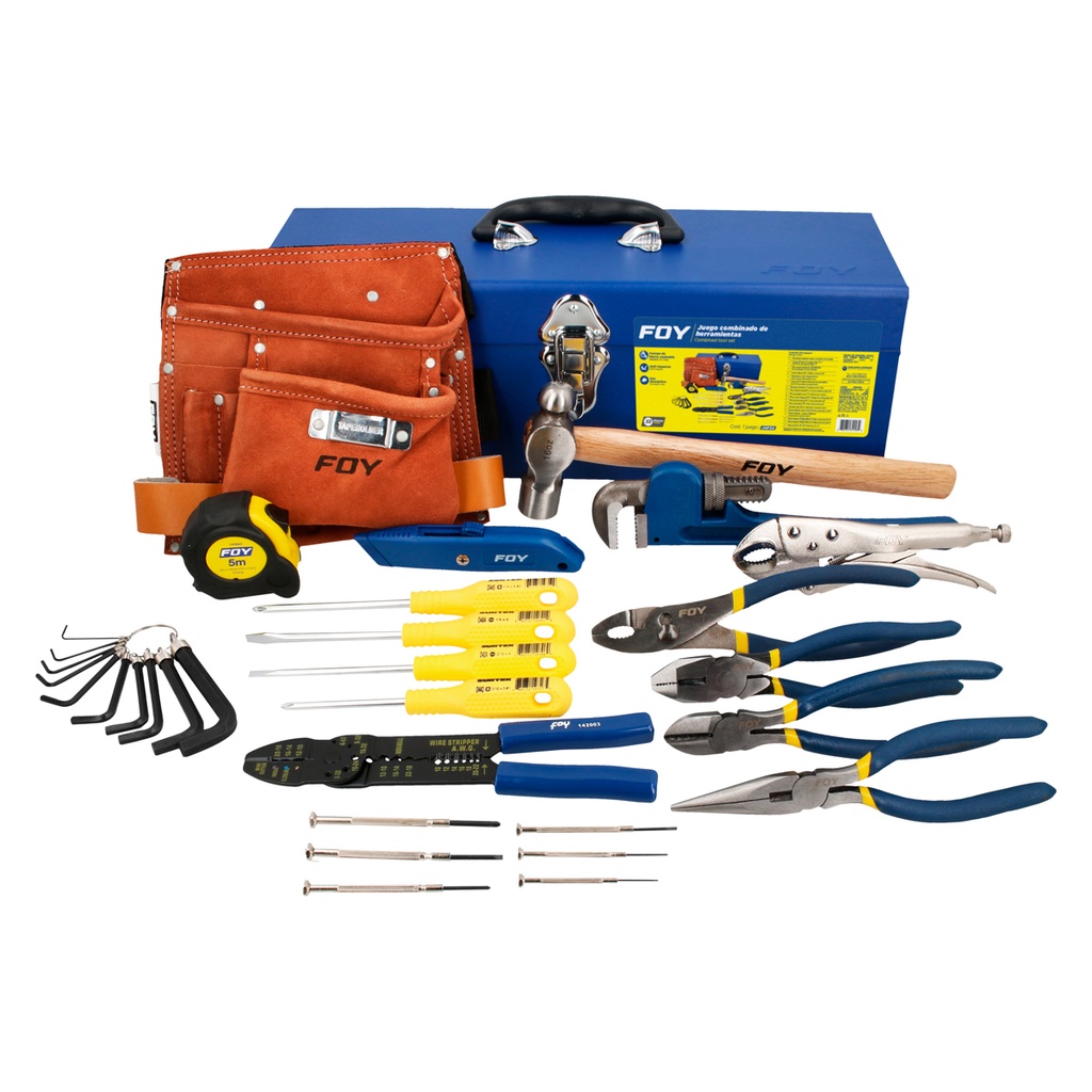 Juego combinado de herramienta 32 piezas, con caja metálica Foy