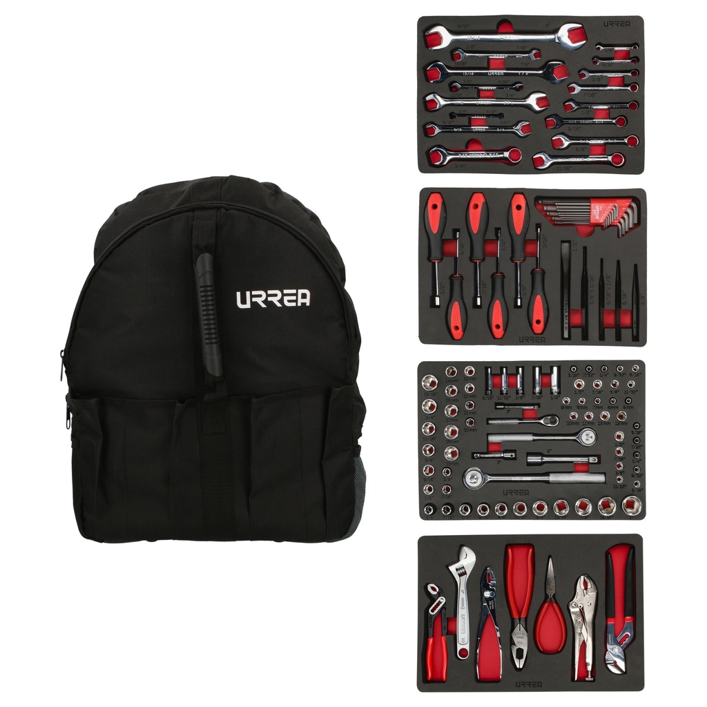 Juego combinado de herramienta para mecánico 102 piezas, con mochila Urrea