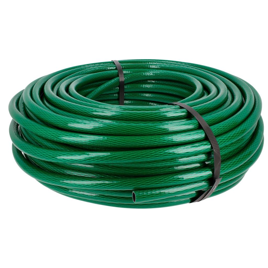 Manguera para jardín tramada verde con conector metálico 1/2", 50 m Surtek