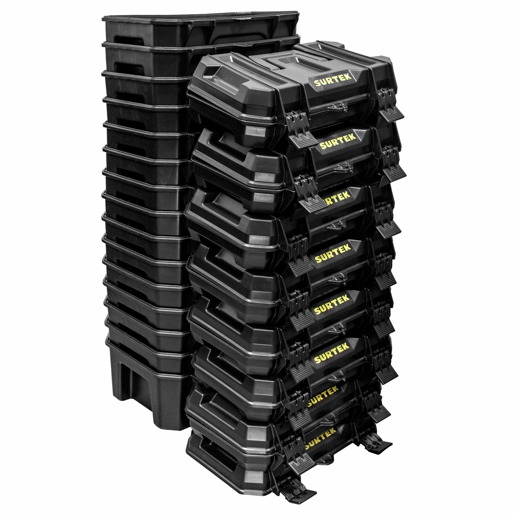 Juego de cajas portaherramientas plásticas con broches plásticos 19" x 10", 15 piezas Surtek