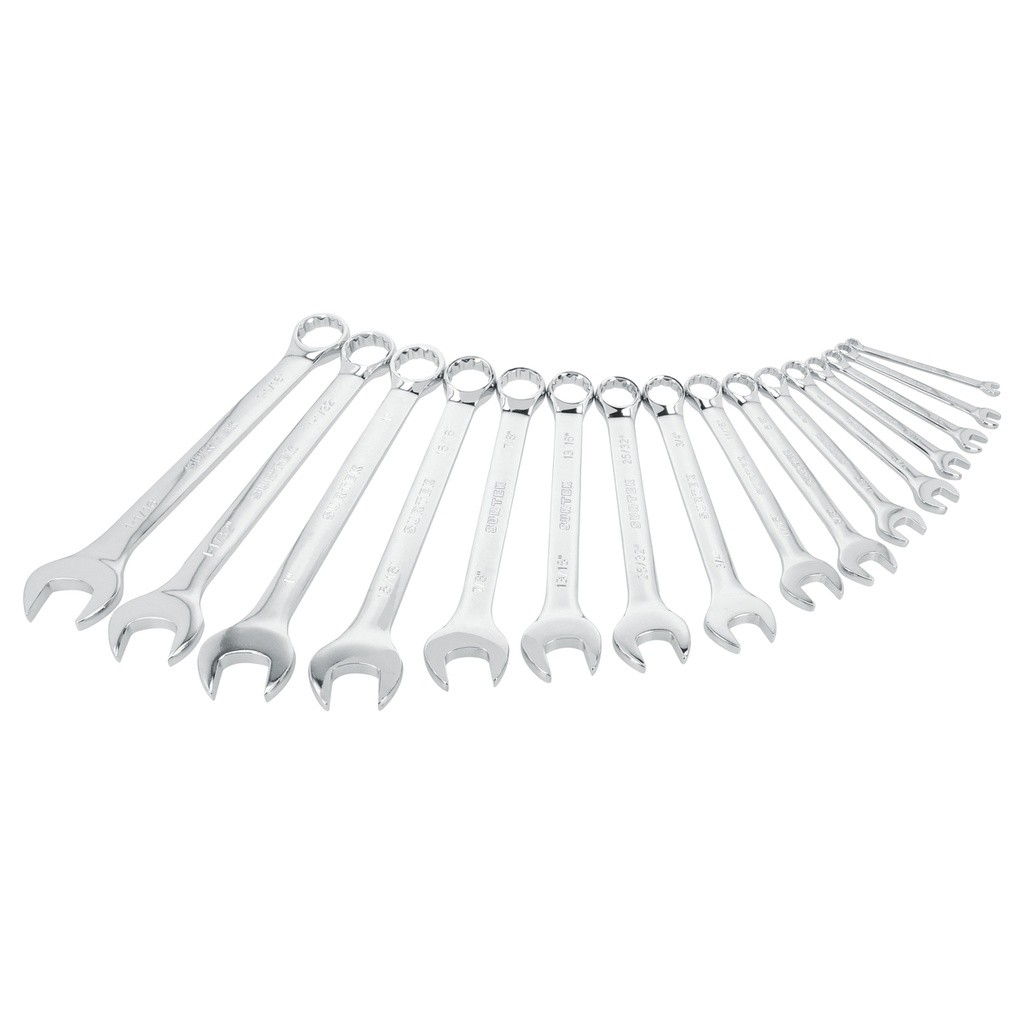 Juego de llaves combinadas pulido espejo métricas, 12 puntas, 16 piezas en estuche Surtek