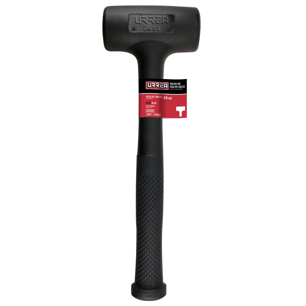 Mazo de golpe seco tapas fijas de alto impacto con mango Rubber grip de 10-5/64", 24 oz Urrea