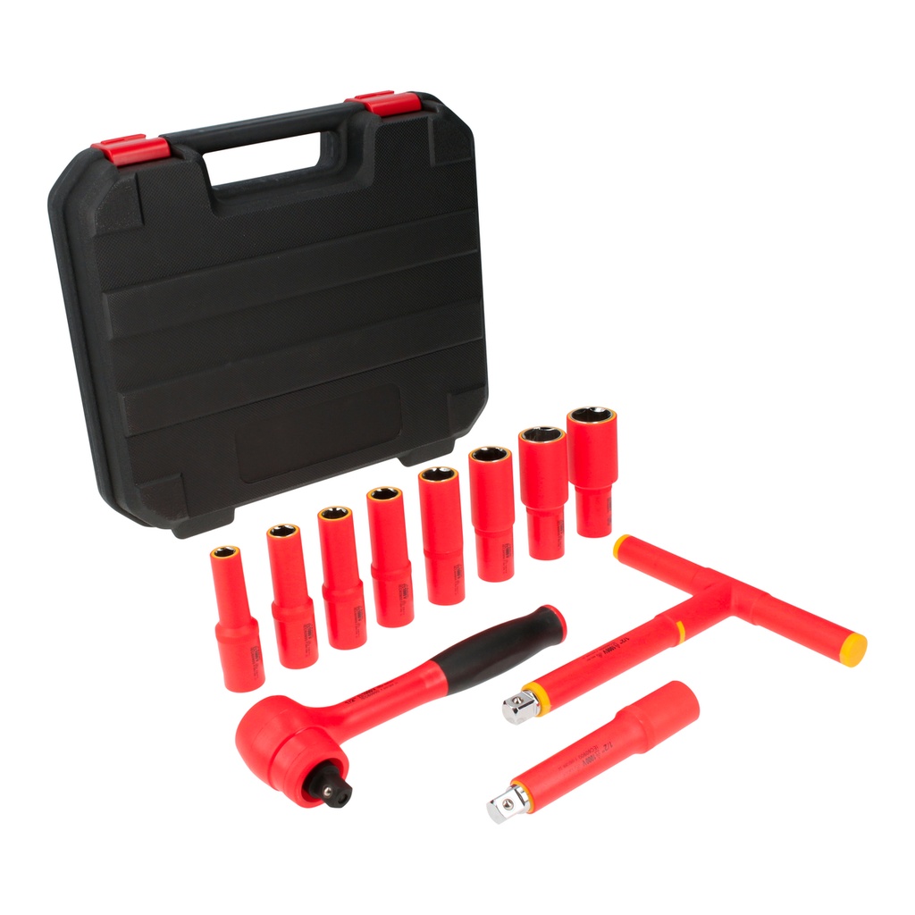Juego de dados y accesorios cuadro de 1/2" en pulgadas para 1000 V, 11 piezas Urrea