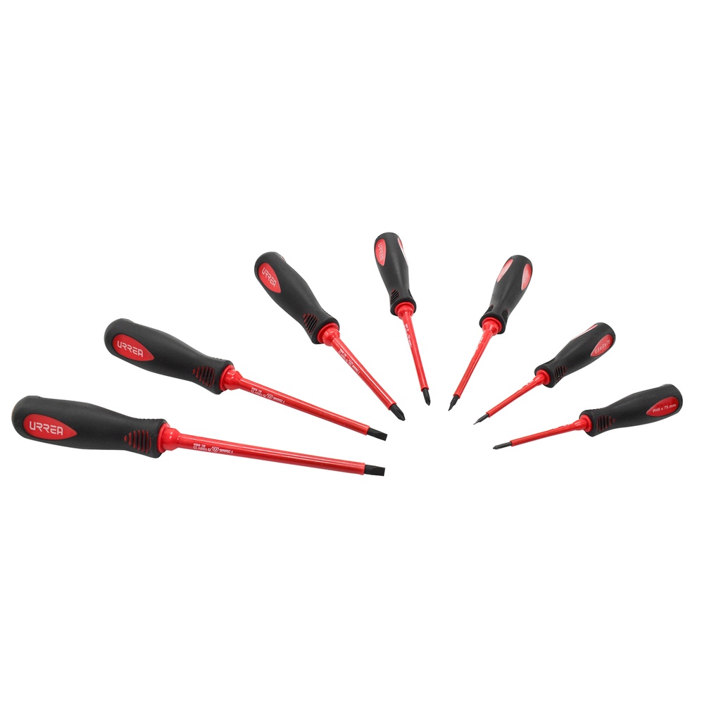 Juego de destornilladores con mango bimaterial 1000 V combinados, 7 piezas Urrea