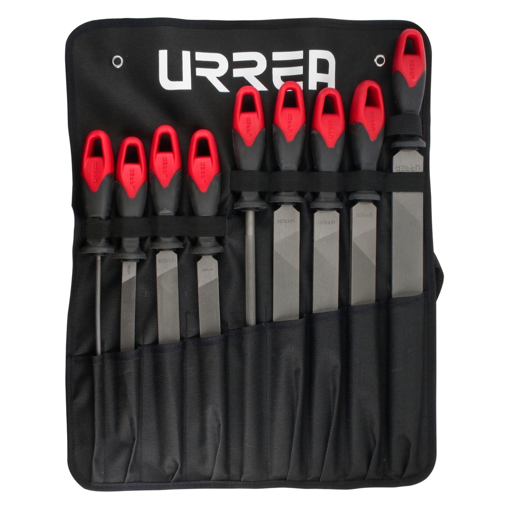 Juego de limas combinadas con mango bimaterial, 9 piezas Urrea