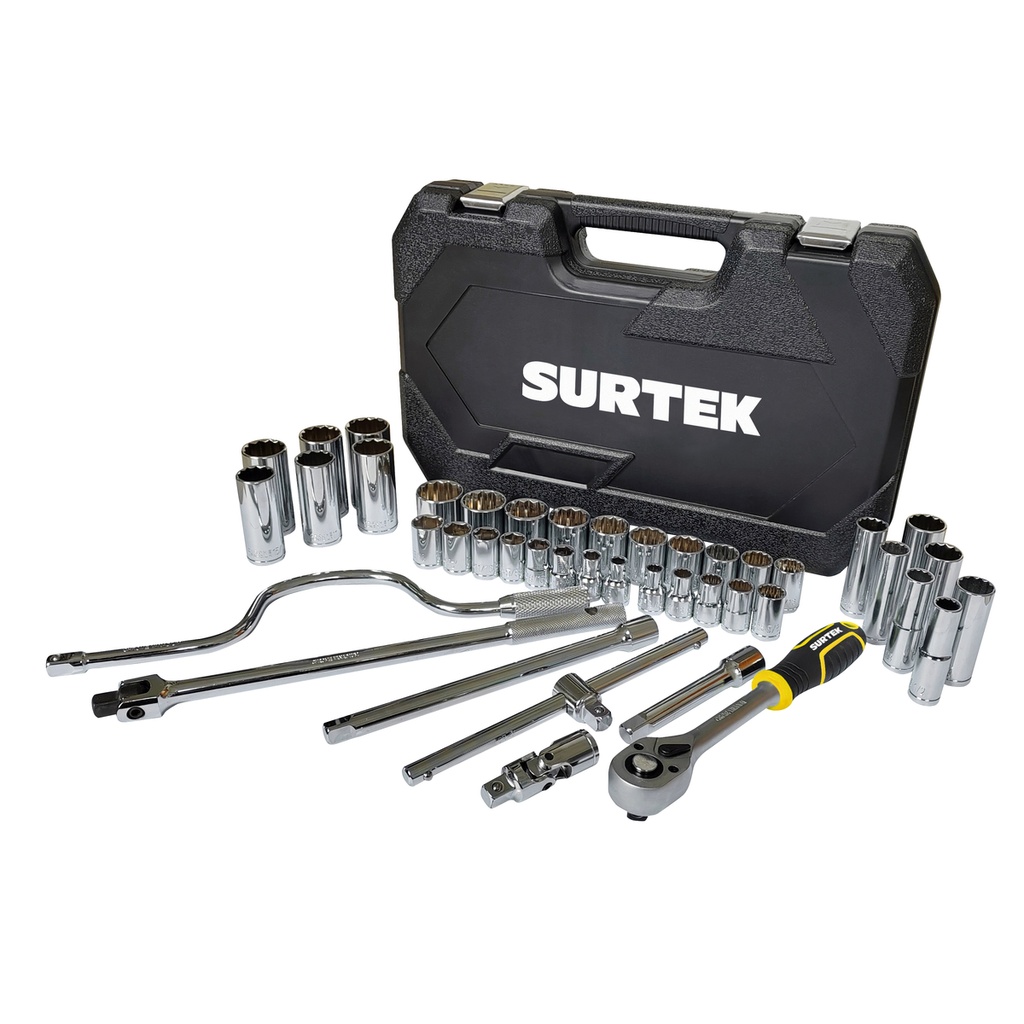 Juego de dados y accesorios cuadro de 1/2" en pulgadas, 43 piezas Surtek