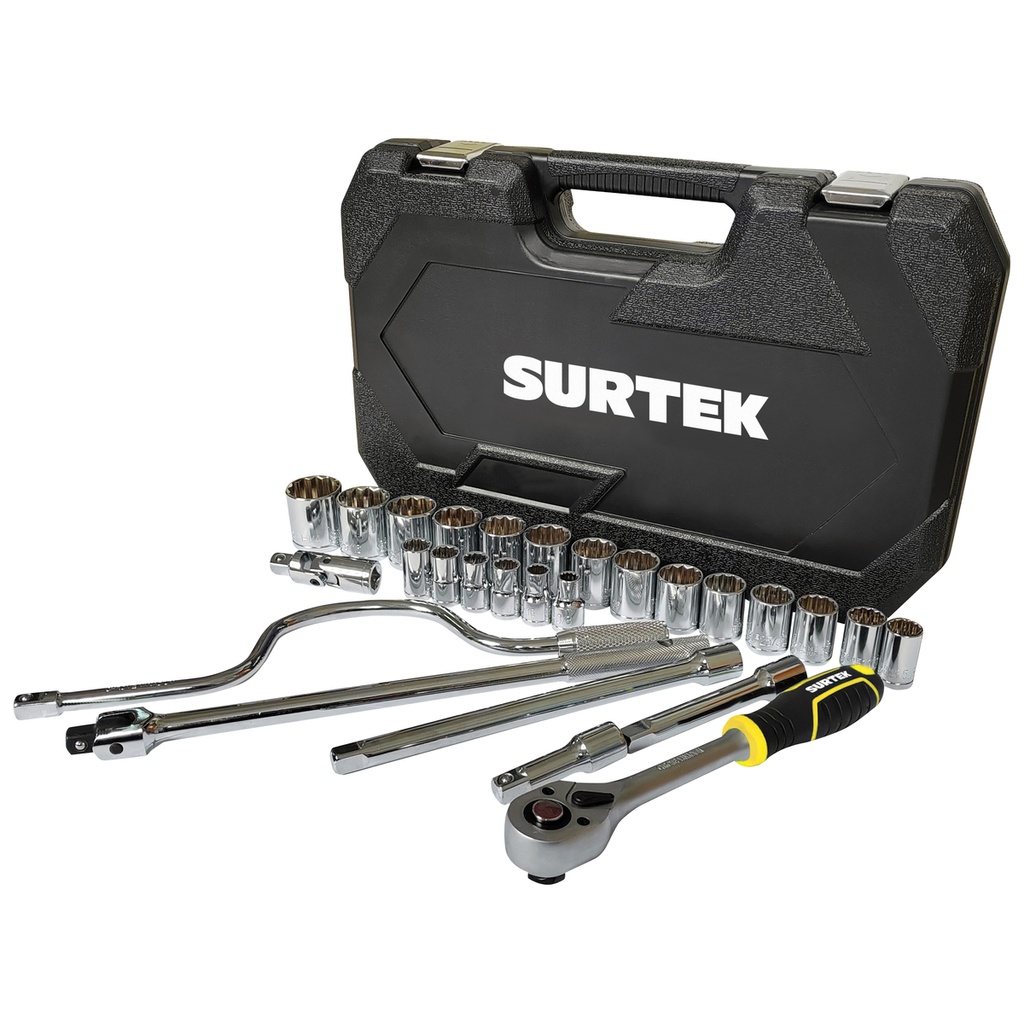 Juego de dados y accesorios cuadro de 1/2" en pulgadas, 27 piezas Surtek