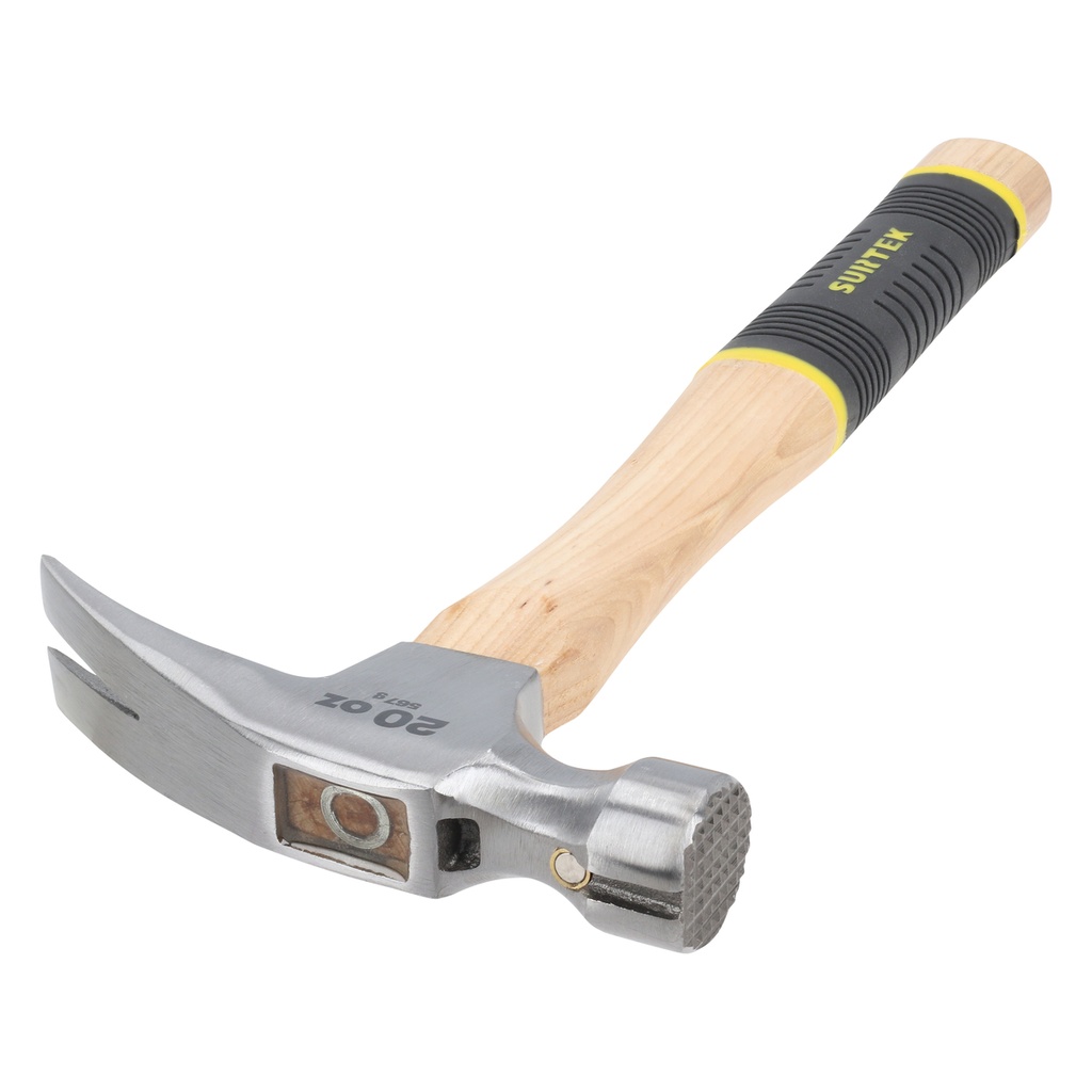 Martillo de uña recta con cabeza fresada con mango de madera, 20 oz Surtek