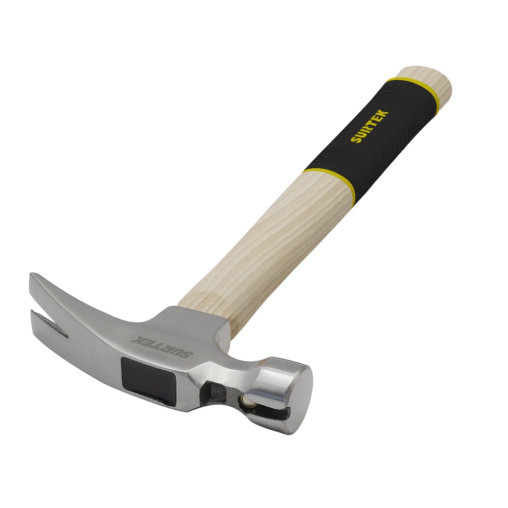 Martillo de uña curva pulido con mango de madera, 16 oz Surtek