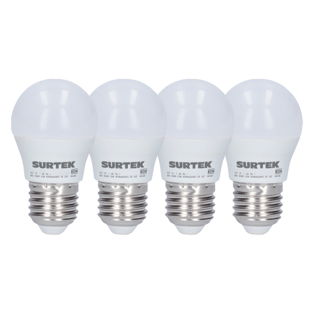 Paquete de 4 lámparas de LED tipo bulbo A19, 9 W luz de día Surtek