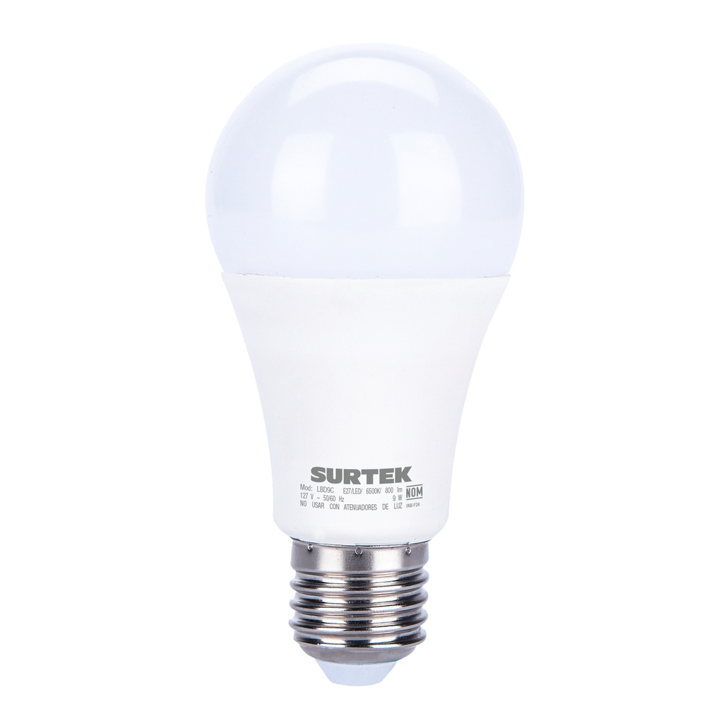 Lámpara de LED tipo bulbo A19, 9 W luz de día con sensor crepuscular Surtek