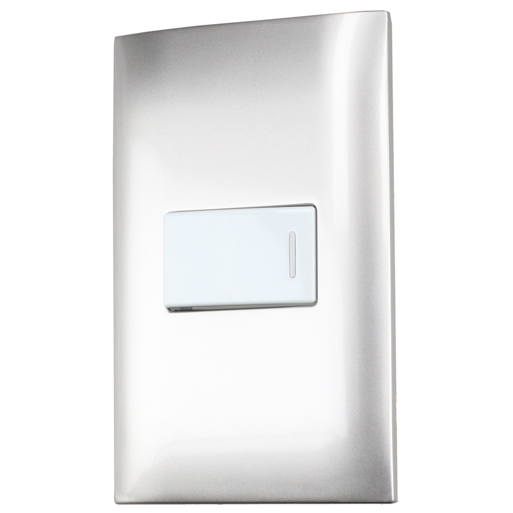 Placa 1 Interruptor 1/3 3 vias, línea  Americana, color plata Surtek