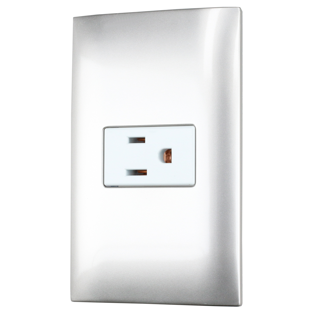 Placa 1 contacto 1/3, línea Americana, color plata Surtek