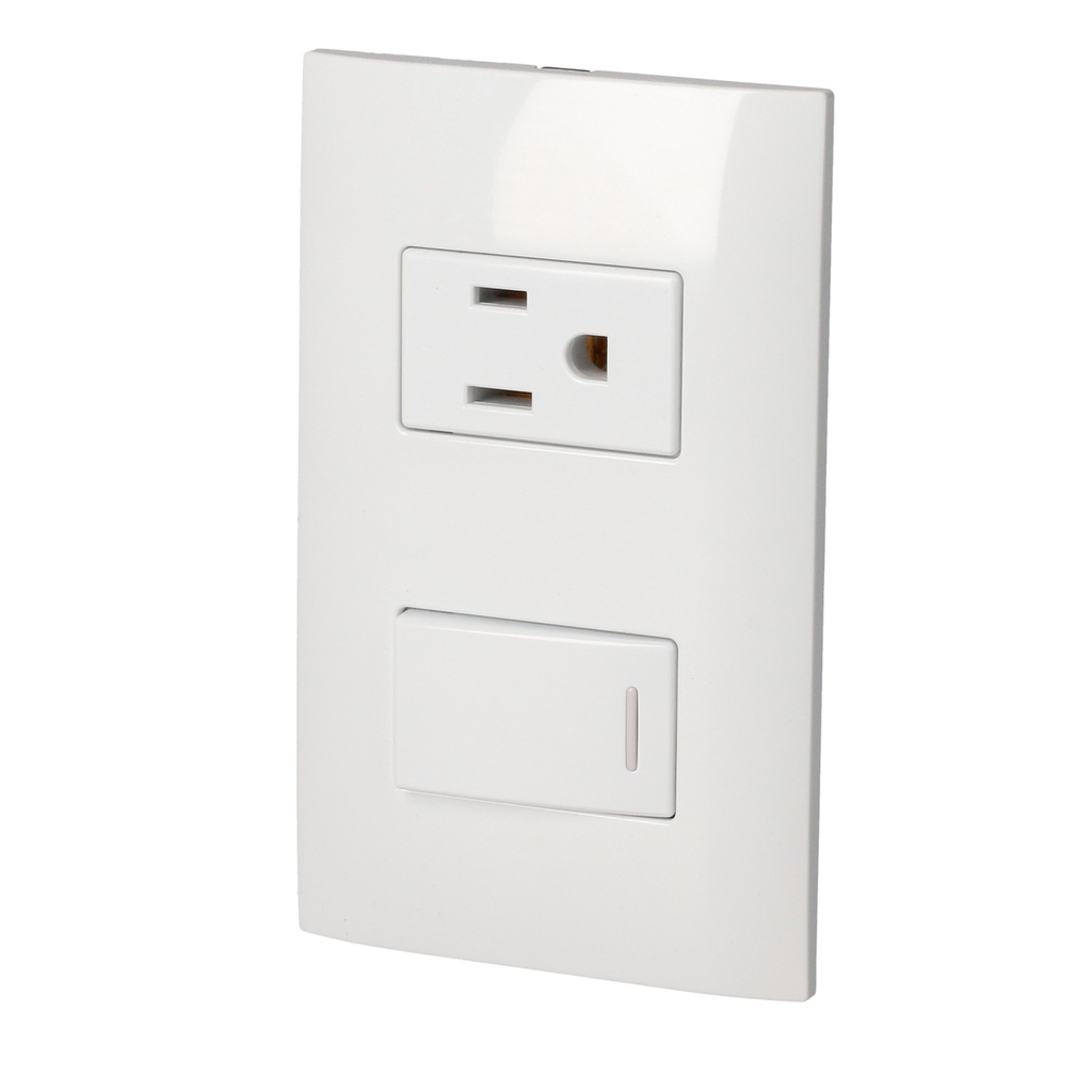 Placa 1 Switch 1 contacto 1/3, línea Americana, color plata Surtek