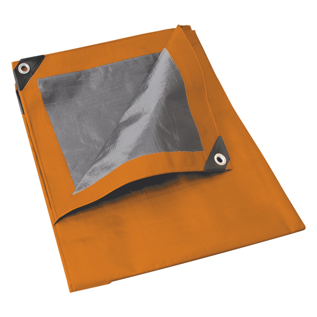Lona de polietileno color naranja con fondo plata, 5 x 6 m Foy