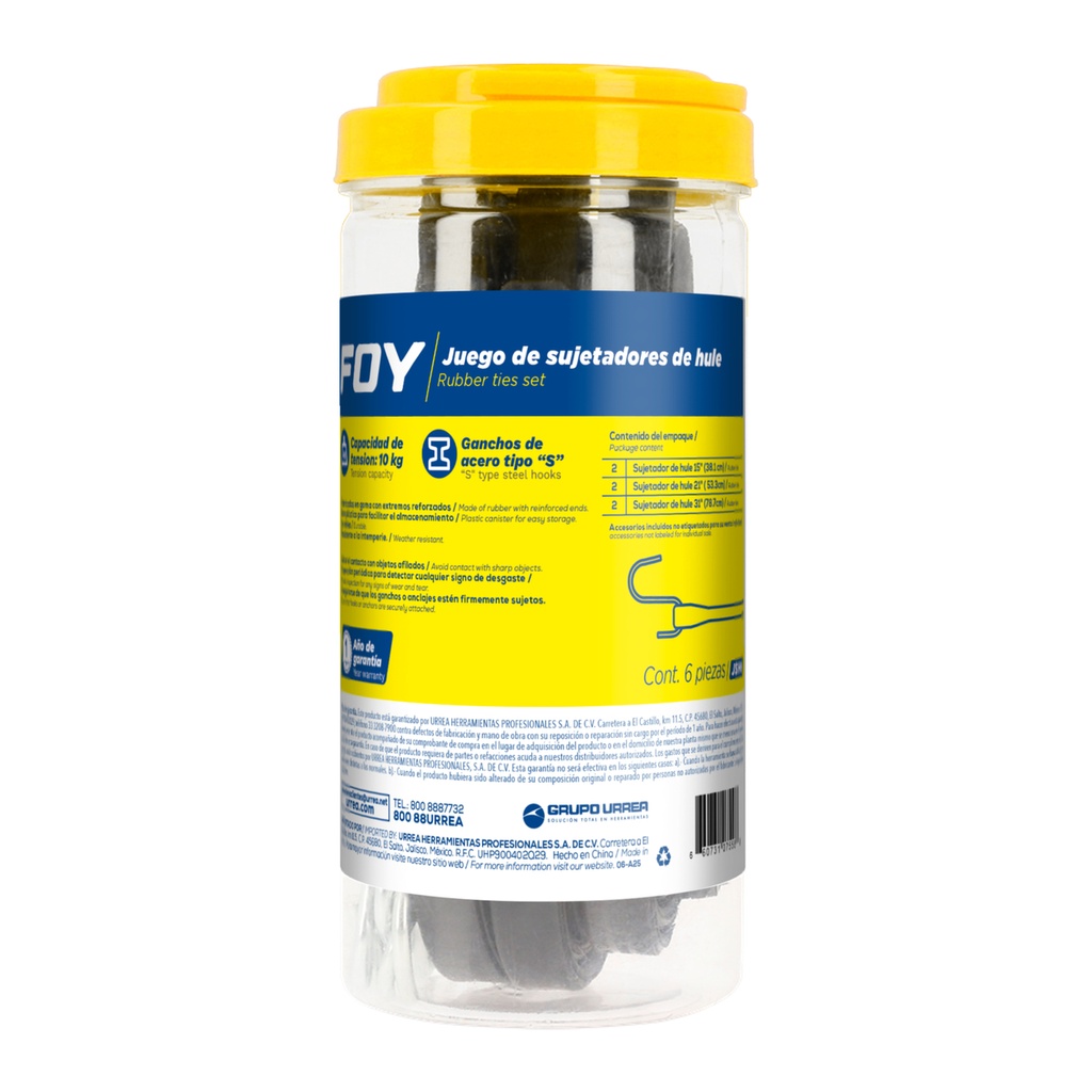 Juego sujetador hule 6pz Foy