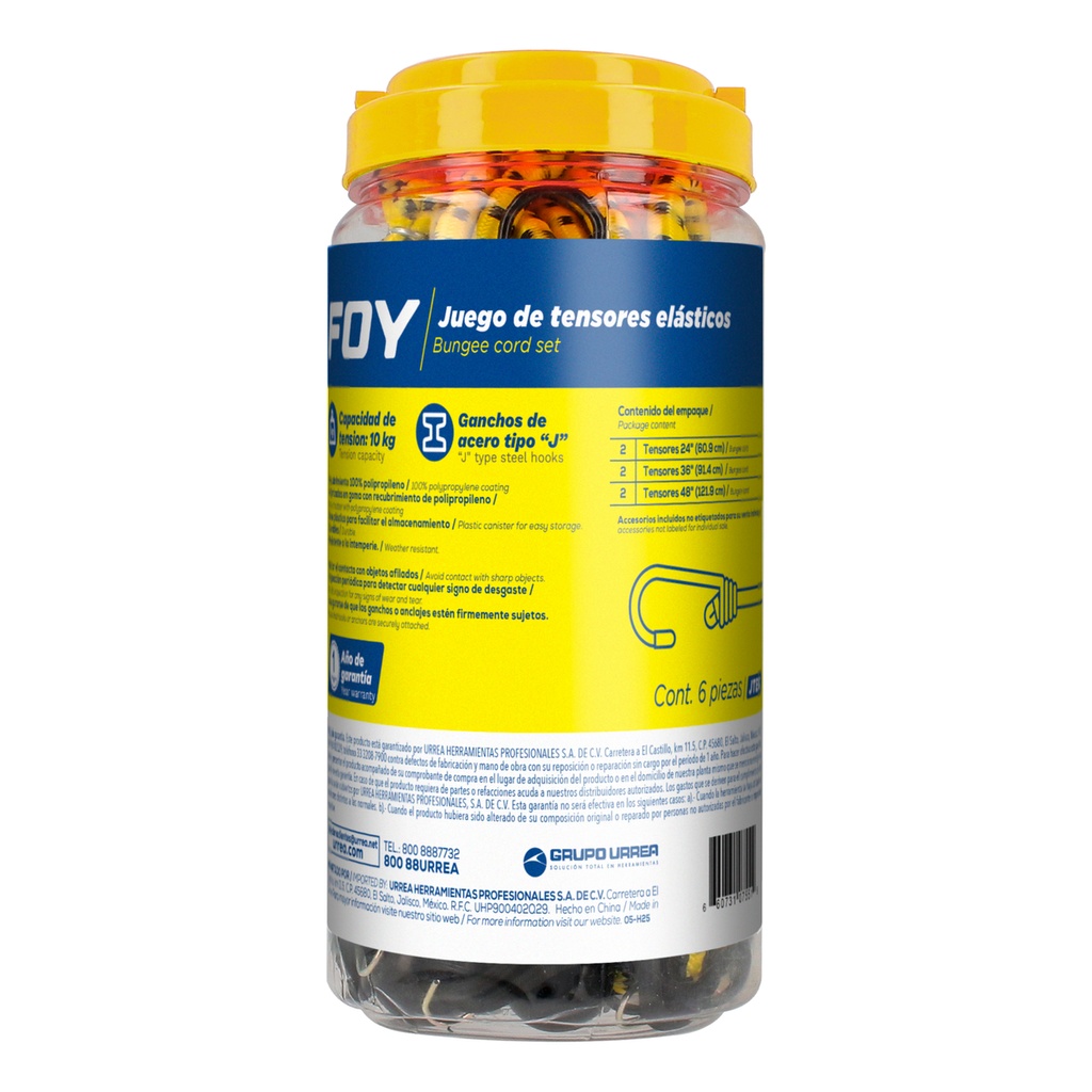 Juego tensores elast 6pz Foy