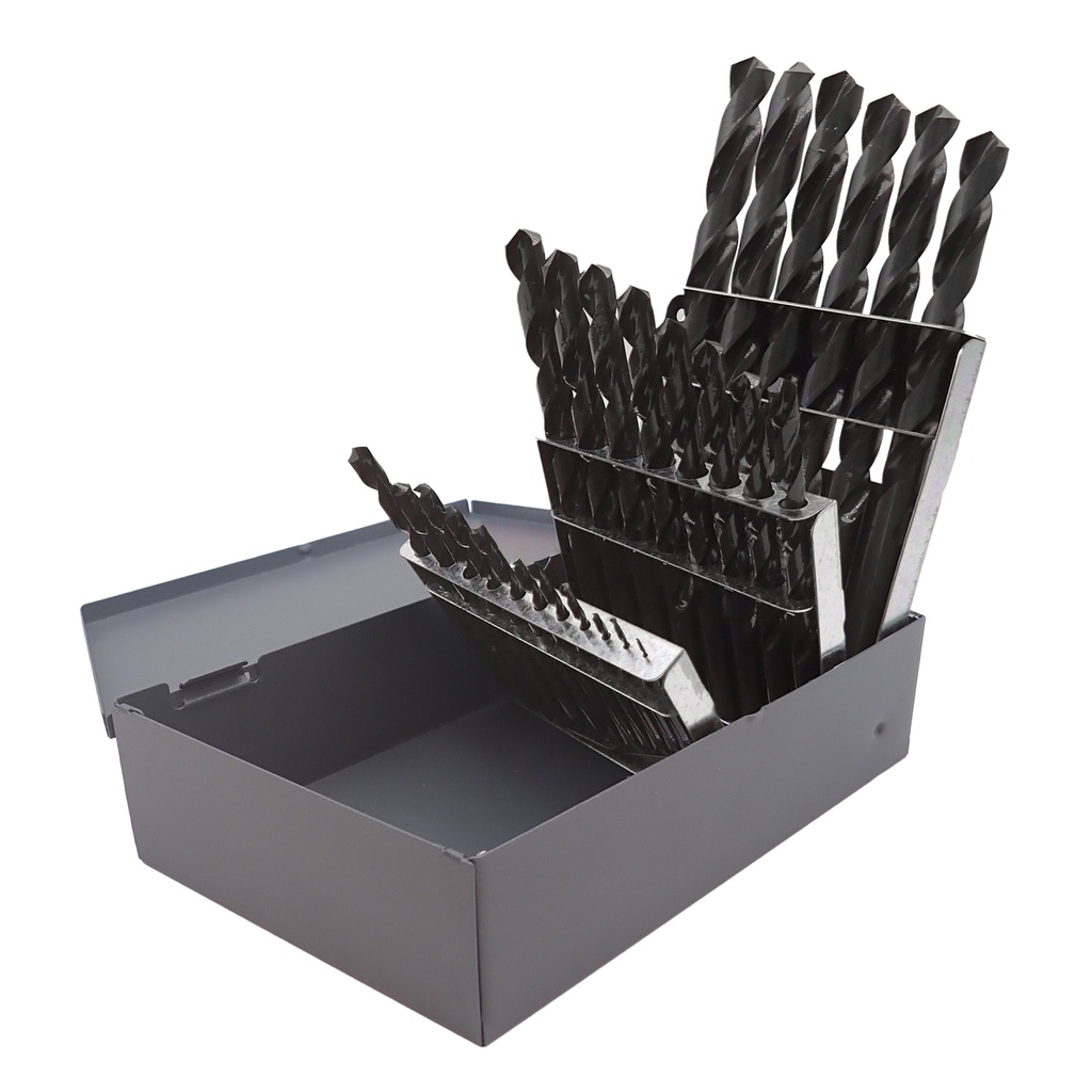 Juego de brocas negras de acero de alta velocidad métricas zanco recto, 25 piezas Urrea