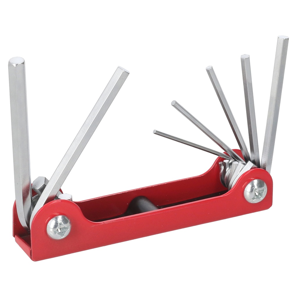 Juego de llaves hexagonales tipo navaja en pulgadas, 5/64" a 1/8" estuche metálico, 7 pz Surtek