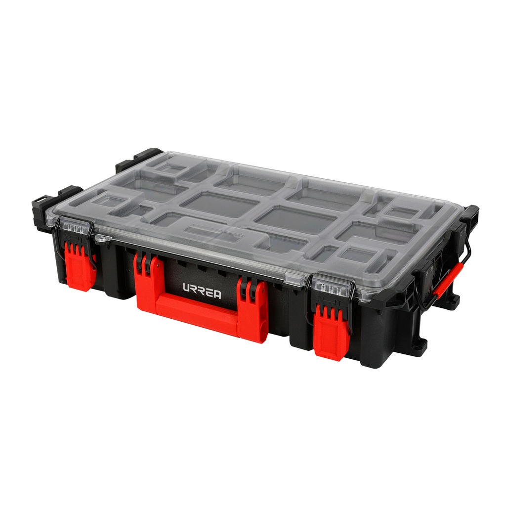 Caja modular plástica color negro con organizadores 21-1/2" x 13-1/2" x 4-1/2" Urrea