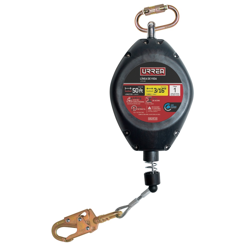 Línea de vida auto retráctil, de cable 50 Ft Urrea