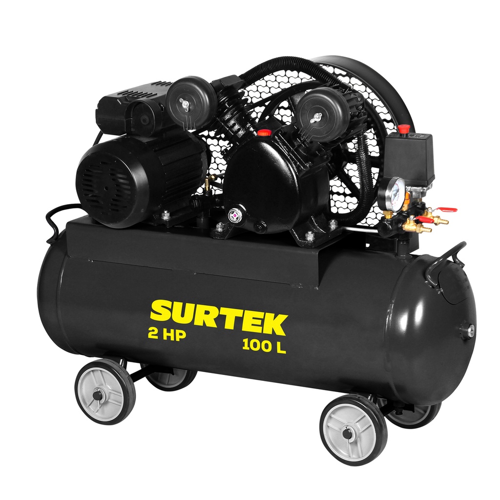 Compresor de aire eléctrico con transmisión de banda 100L, 2HP, 120V Surtek