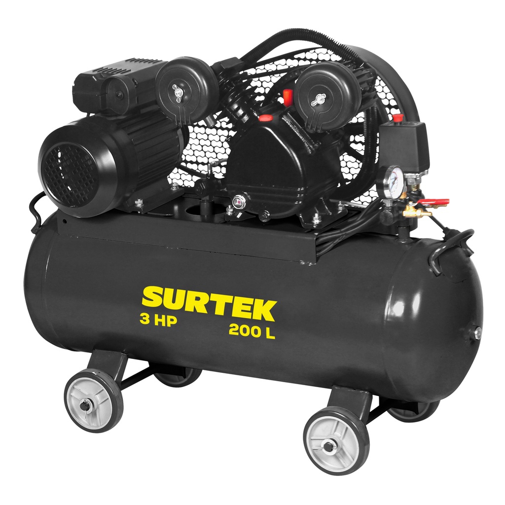 Compresor de aire eléctrico con transmisión de banda 200L, 3HP, 120V Surtek
