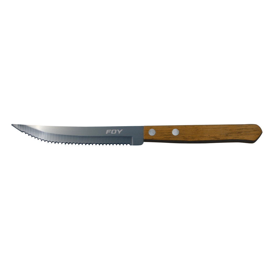 Cuchillo de acero inoxidable para asado con mango de madera de 5" Foy