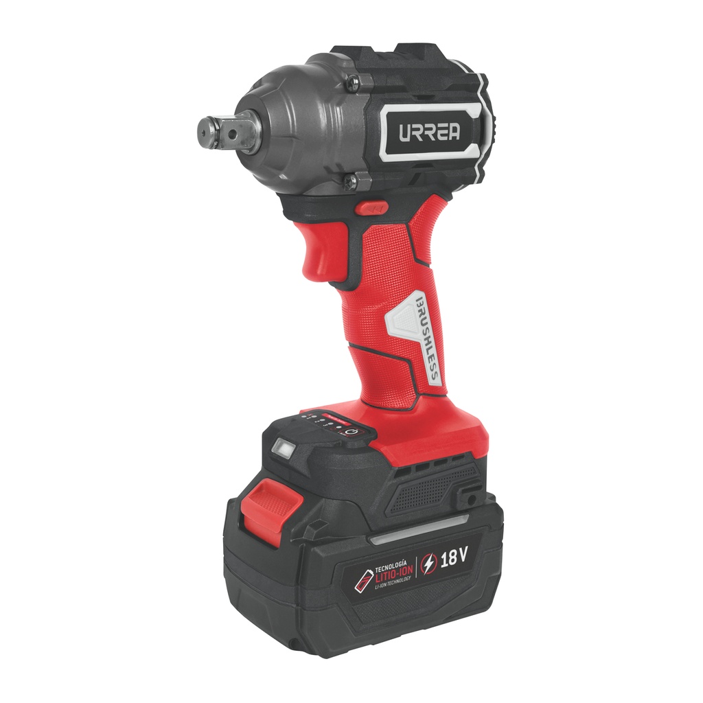 Pistola de impacto 1/2" batería Litio-ion 18 V, 450 Nm Urrea