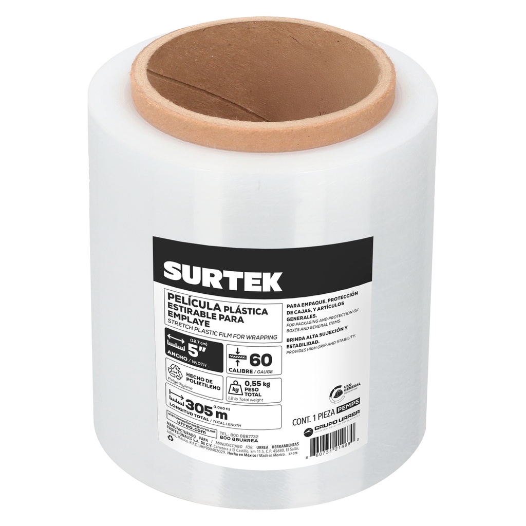 Película plástica estirable para emplaye 5" Surtek