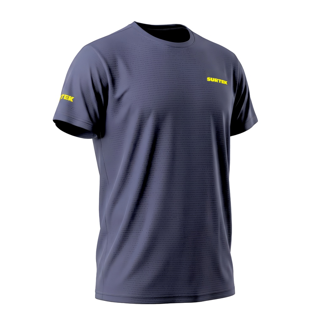Playera dryfit con cuello redondo color azul marino talla CH Surtek