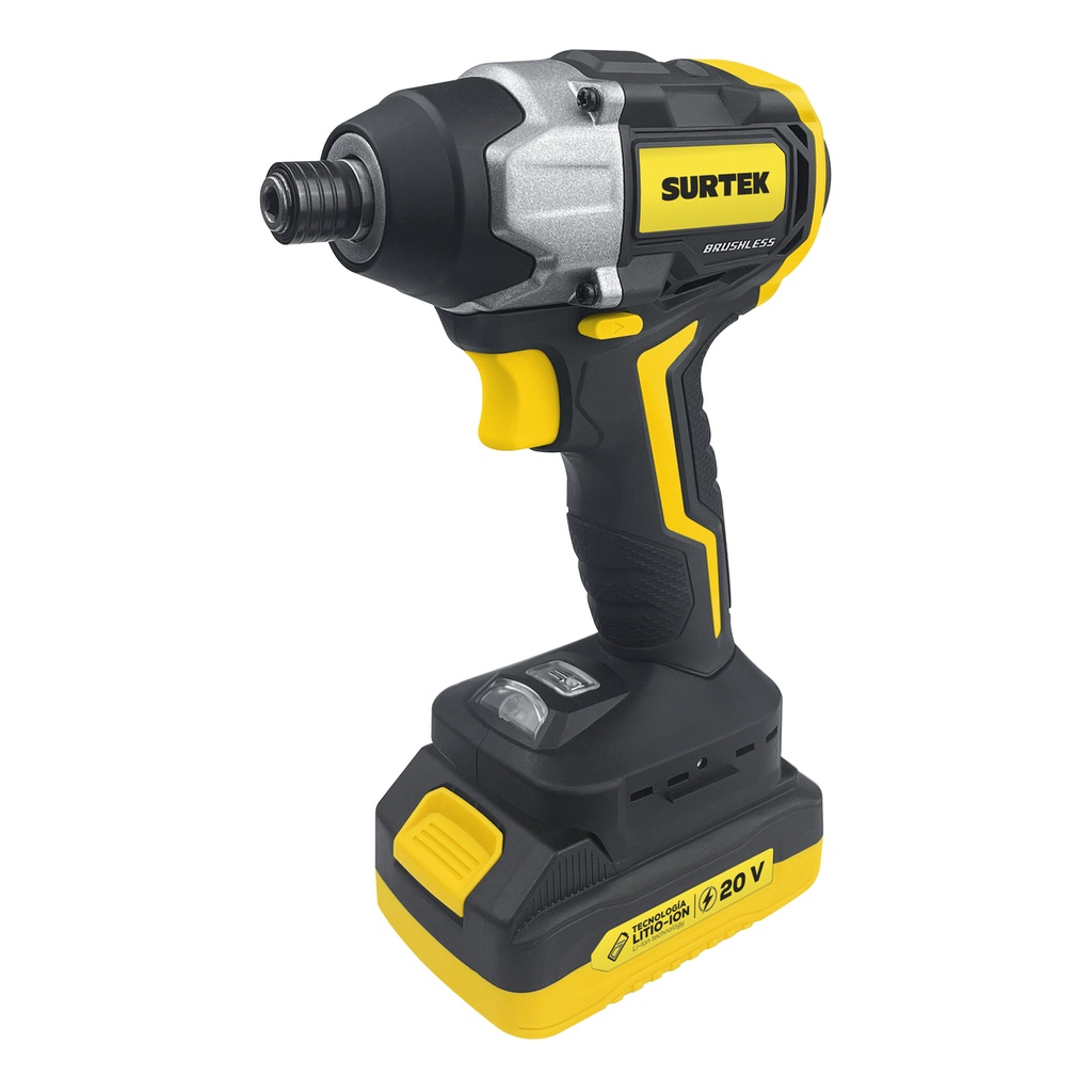 Atornillador de impacto 1/4" a batería Litio-ion 20 V, 200 Nm Surtek