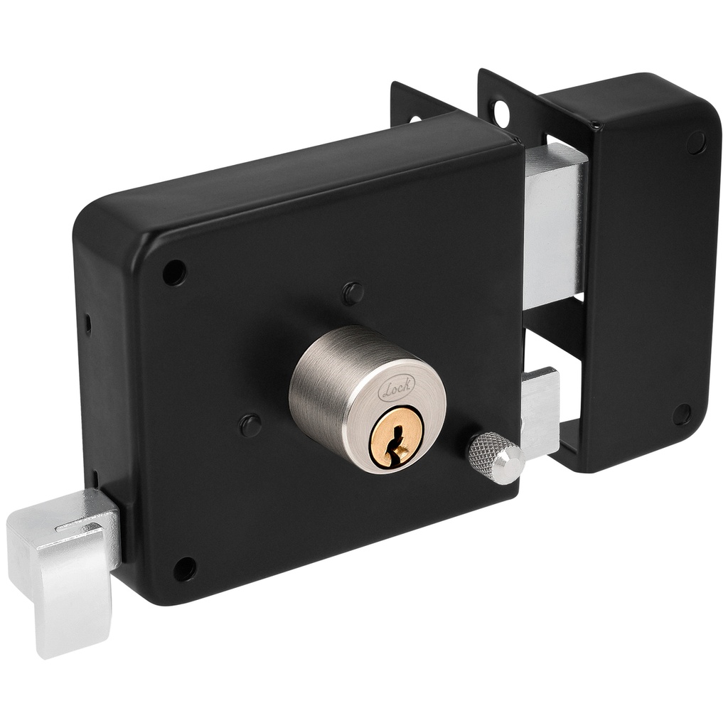 Cerradura de sobreponer función instala fácil, negro, derecha, llave estándar, en caja Lock